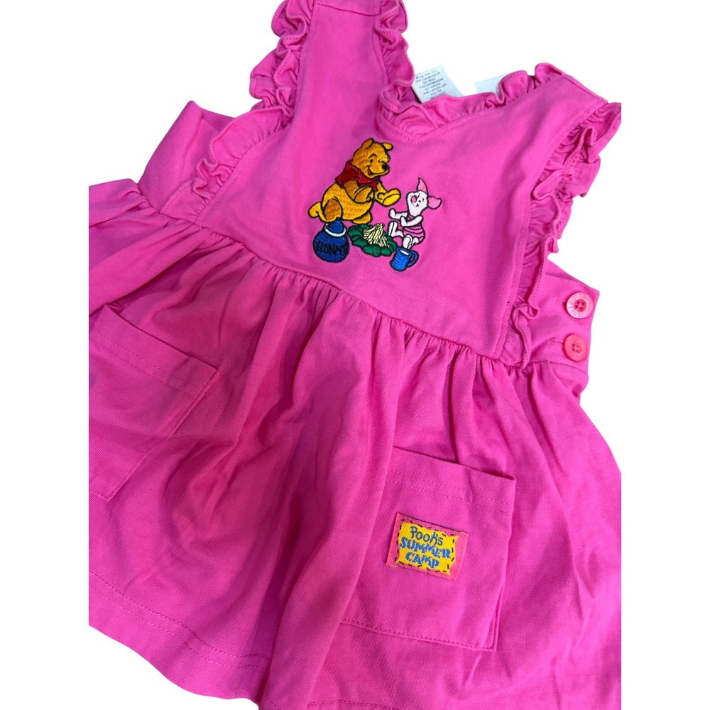 Disney Store Winnie the Pooh Piglet Pink Ruffle Pinafore Dress 12 Months Vintage